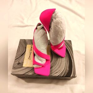 Jeffrey Campbell neon pink kitten heels